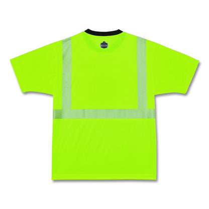 GloWear 8280BK Class 2 Performance T-Shirt with Black Bottom, Large Long, Lime