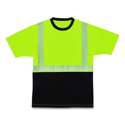 GloWear 8280BK Class 2 Performance T-Shirt with Black Bottom, X-Large Long, Lime