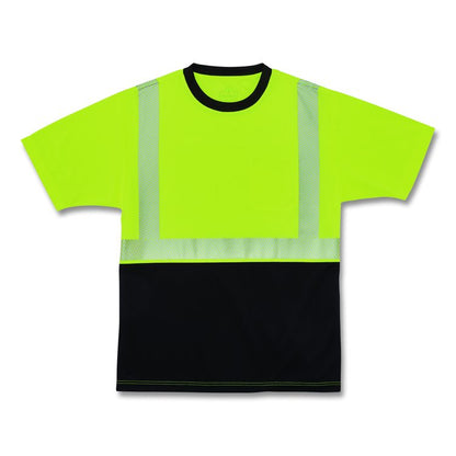 GloWear 8280BK Class 2 Performance T-Shirt with Black Bottom, 2X-Large Long, Lime