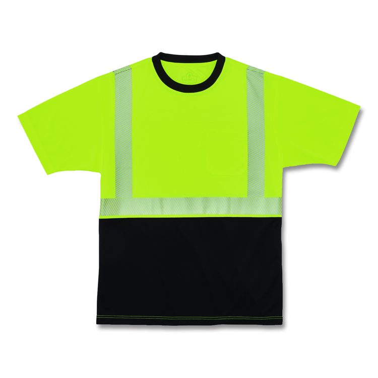 GloWear 8280BK Class 2 Performance T-Shirt with Black Bottom, 4X-Large Long, Lime