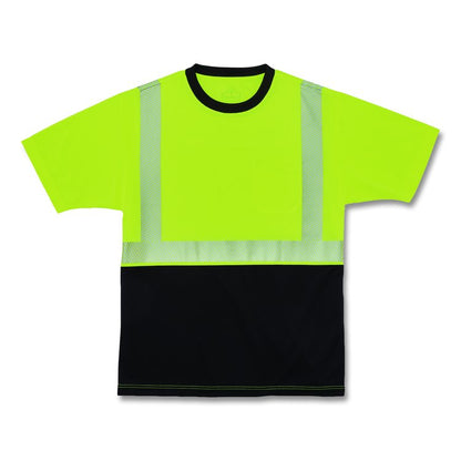 GloWear 8280BK Class 2 Performance T-Shirt with Black Bottom, 4X-Large Long, Lime