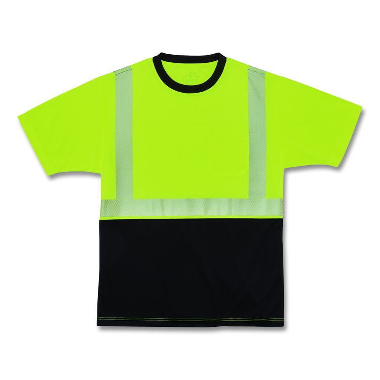 GloWear 8280BK Class 2 Performance T-Shirt with Black Bottom, 6X-Large Long, Lime