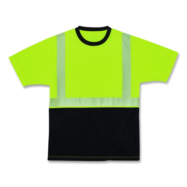 GloWear 8280BK Class 2 Performance T-Shirt with Black Bottom, 8X-Large Long, Lime