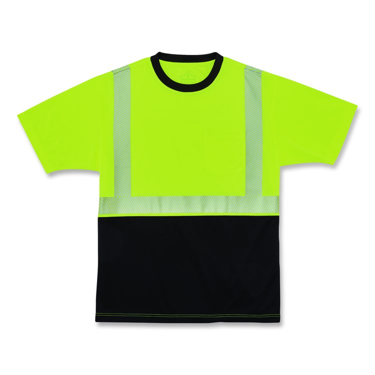 GloWear 8280BK Class 2 Performance T-Shirt with Black Bottom, 9X-Large Long, Lime