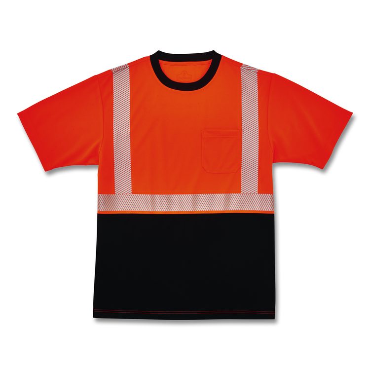 GloWear 8280BK Class 2 Performance T-Shirt with Black Bottom, X-Large Long, Orange