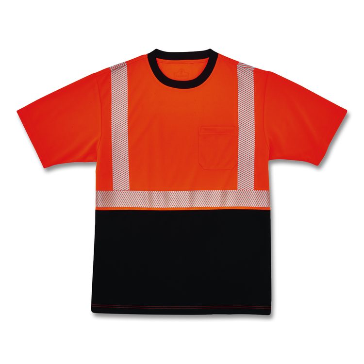 GloWear 8280BK Class 2 Performance T-Shirt with Black Bottom, 3X-Large Long, Orange