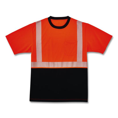 GloWear 8280BK Class 2 Performance T-Shirt with Black Bottom, 5X-Large Long, Orange