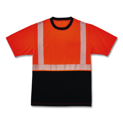 GloWear 8280BK Class 2 Performance T-Shirt with Black Bottom, 6X-Large Long, Orange