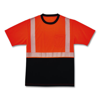 GloWear 8280BK Class 2 Performance T-Shirt with Black Bottom, 8X-Large Long, Orange