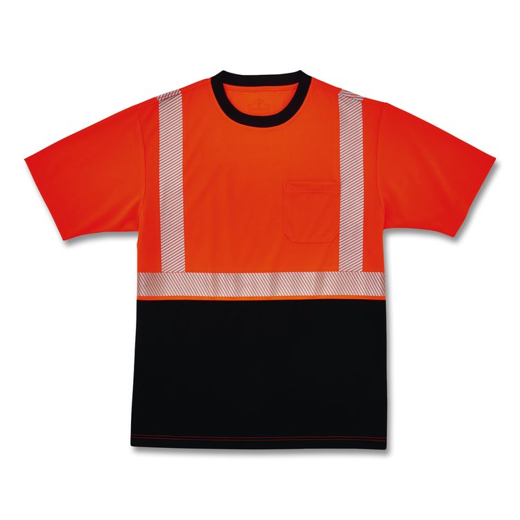 GloWear 8280BK Class 2 Performance T-Shirt with Black Bottom, 9X-Large Long, Orange