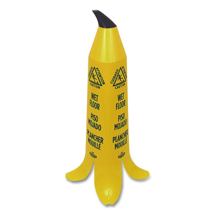 Banana Wet Floor Cones, 14.25 x 14.25 x 36.75, Yellow/Brown/Black
