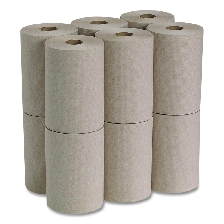 Pacific Blue Basic Recycled Paper Towel Roll, 1-Ply, 7.88 x 350 ft, Brown, 12 Rolls/Carton