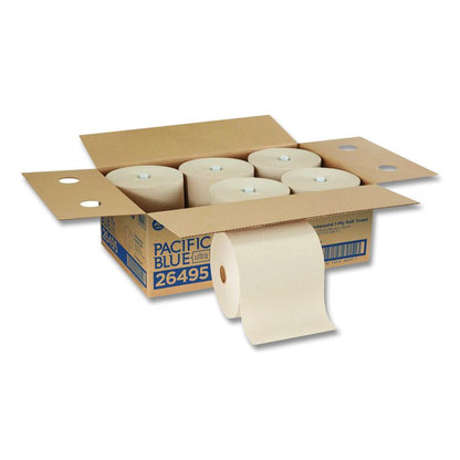 Pacific Blue Ultra Paper Towels, 1-Ply, 7.87" x 1,150 ft, Natural, 6 Rolls/Carton
