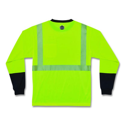 GloWear 8281BK Class 2 Long Sleeve Shirt with Black Bottom, Large Long, Lime