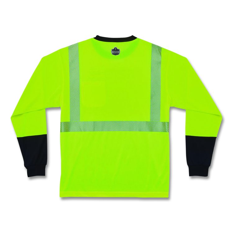 GloWear 8281BK Class 2 Long Sleeve Shirt with Black Bottom, 2X-Large Long, Lime
