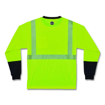 GloWear 8281BK Class 2 Long Sleeve Shirt with Black Bottom, 2X-Large Long, Lime