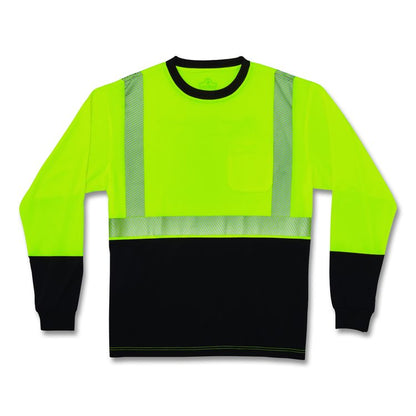 GloWear 8281BK Class 2 Long Sleeve Shirt with Black Bottom, 4X-Large Long, Lime