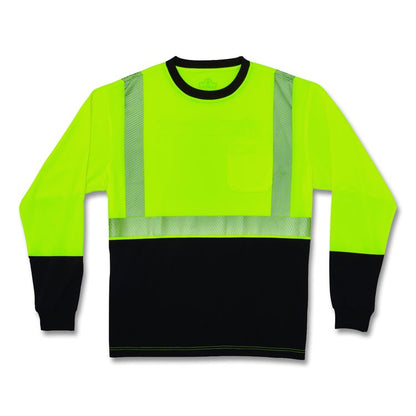 GloWear 8281BK Class 2 Long Sleeve Shirt with Black Bottom, 5X-Large Long, Lime