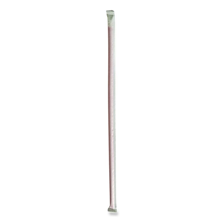 Wrapped Giant Straws, 10.25", Polypropylene, Red, 300/Pack, 4 Packs/Carton