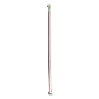 Wrapped Giant Straws, 10.25", Polypropylene, Red, 300/Pack, 4 Packs/Carton