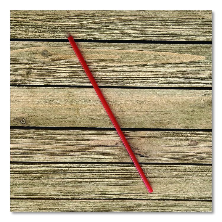 Wrapped Giant Straws, 10.25", Polypropylene, Red, 300/Pack, 4 Packs/Carton