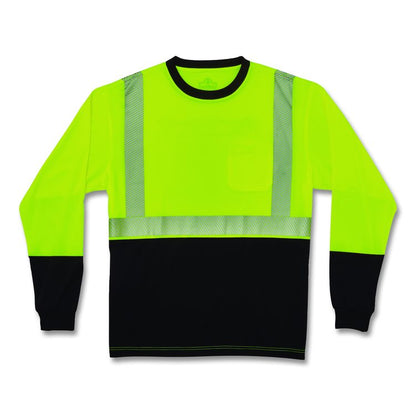 GloWear 8281BK Class 2 Long Sleeve Shirt with Black Bottom, 6X-Large Long, Lime