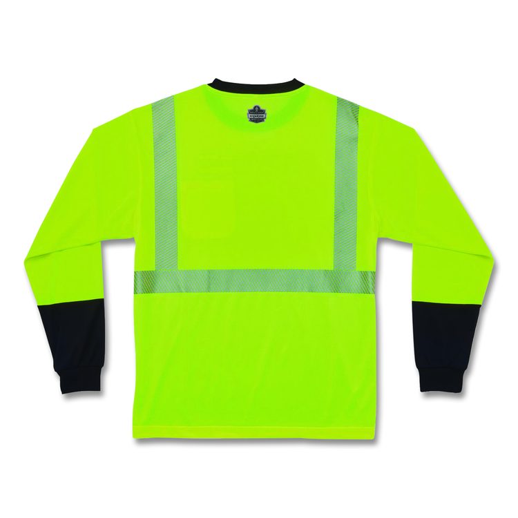 GloWear 8281BK Class 2 Long Sleeve Shirt with Black Bottom, 9X-Large Long, Lime