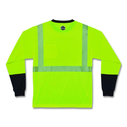 GloWear 8281BK Class 2 Long Sleeve Shirt with Black Bottom, 9X-Large Long, Lime