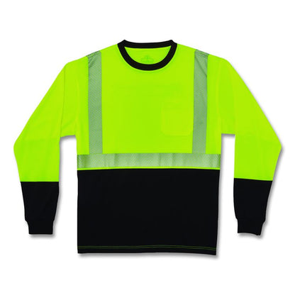 GloWear 8281BK Class 2 Long Sleeve Shirt with Black Bottom, 9X-Large Long, Lime