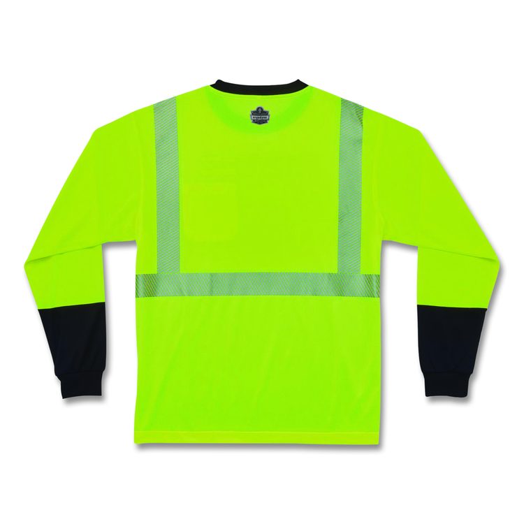 GloWear 8281BK Class 2 Long Sleeve Shirt with Black Bottom, 10X-Large Long, Lime