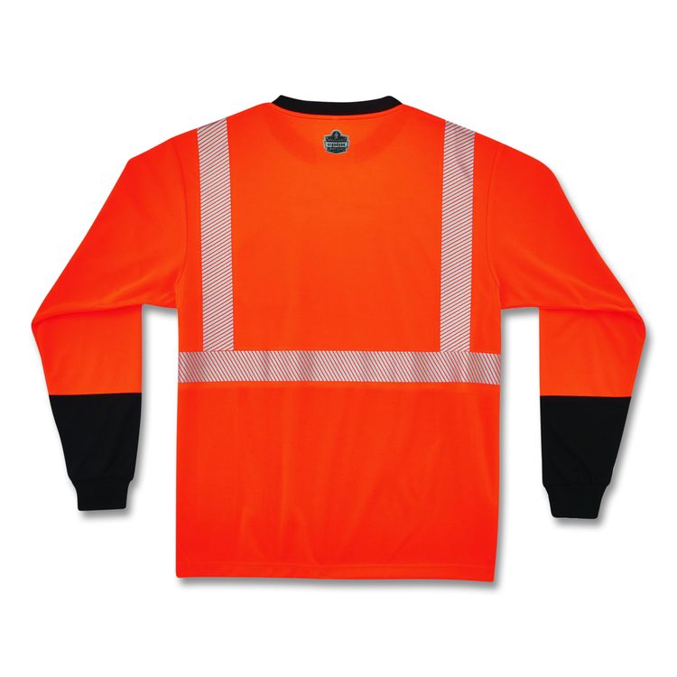 GloWear 8281BK Class 2 Long Sleeve Shirt with Black Bottom, Large Long, Orange