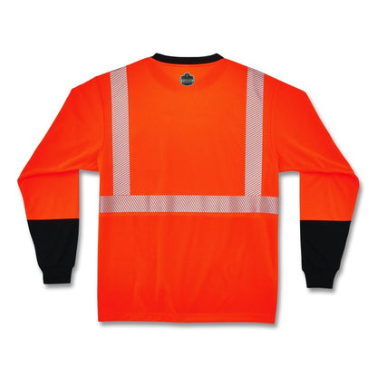 GloWear 8281BK Class 2 Long Sleeve Shirt with Black Bottom, 3X-Large Long, Orange