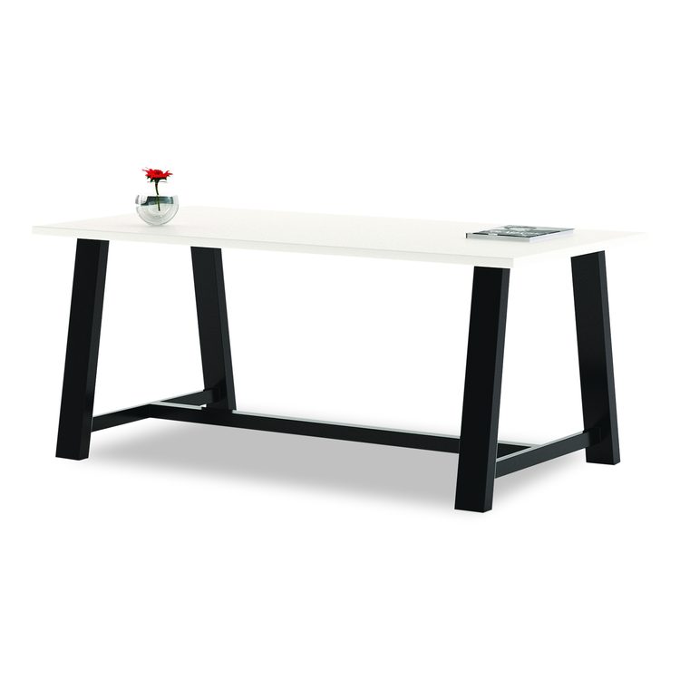 Midtown Dining Table with Four Sky Blue Kool Series Chairs, 36 x 72 x 30, Designer White