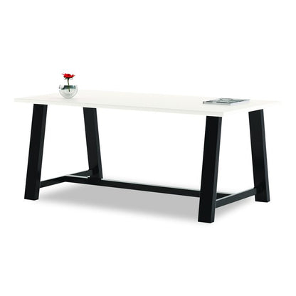 Midtown Dining Table with Four Sky Blue Kool Series Chairs, 36 x 72 x 30, Designer White