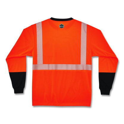 GloWear 8281BK Class 2 Long Sleeve Shirt with Black Bottom, 4X-Large Long, Orange