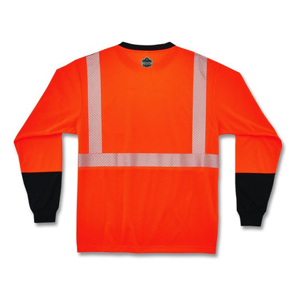 GloWear 8281BK Class 2 Long Sleeve Shirt with Black Bottom, 5X-Large Long, Orange
