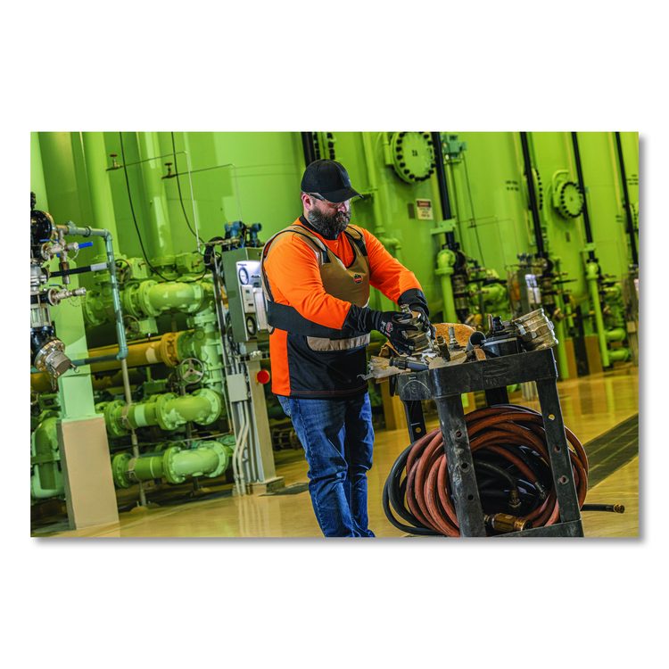 GloWear 8281BK Class 2 Long Sleeve Shirt with Black Bottom, 5X-Large Long, Orange