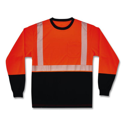 GloWear 8281BK Class 2 Long Sleeve Shirt with Black Bottom, 7X-Large Long, Orange