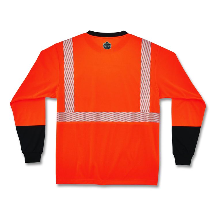 GloWear 8281BK Class 2 Long Sleeve Shirt with Black Bottom, 8X-Large Long, Orange