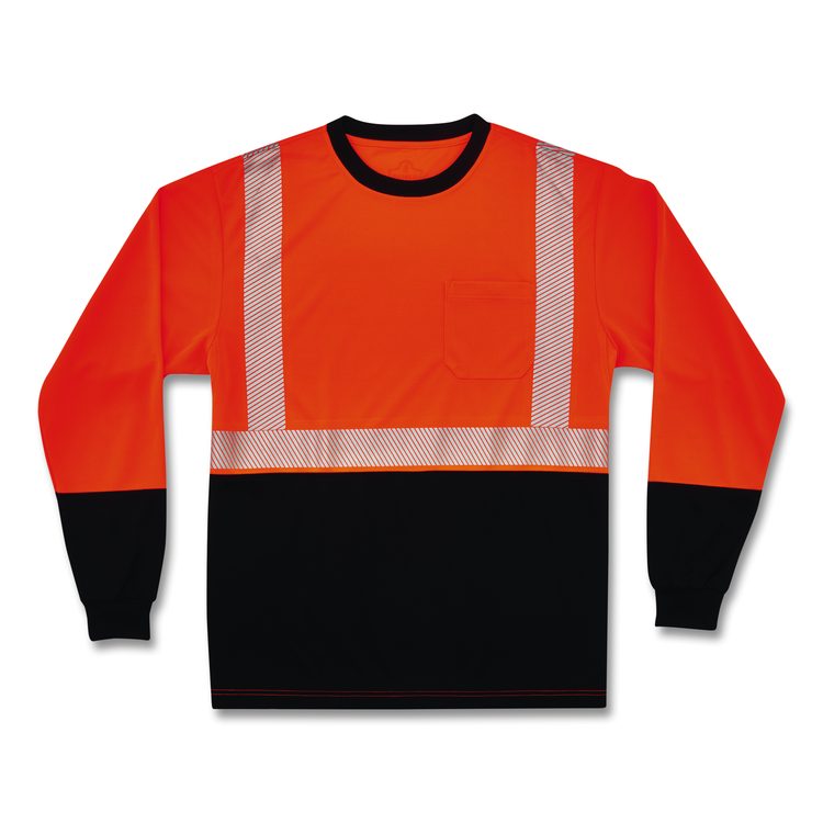 GloWear 8281BK Class 2 Long Sleeve Shirt with Black Bottom, 9X-Large Long, Orange
