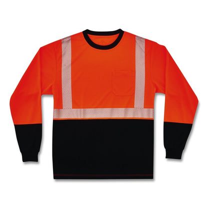 GloWear 8281BK Class 2 Long Sleeve Shirt with Black Bottom, 9X-Large Long, Orange