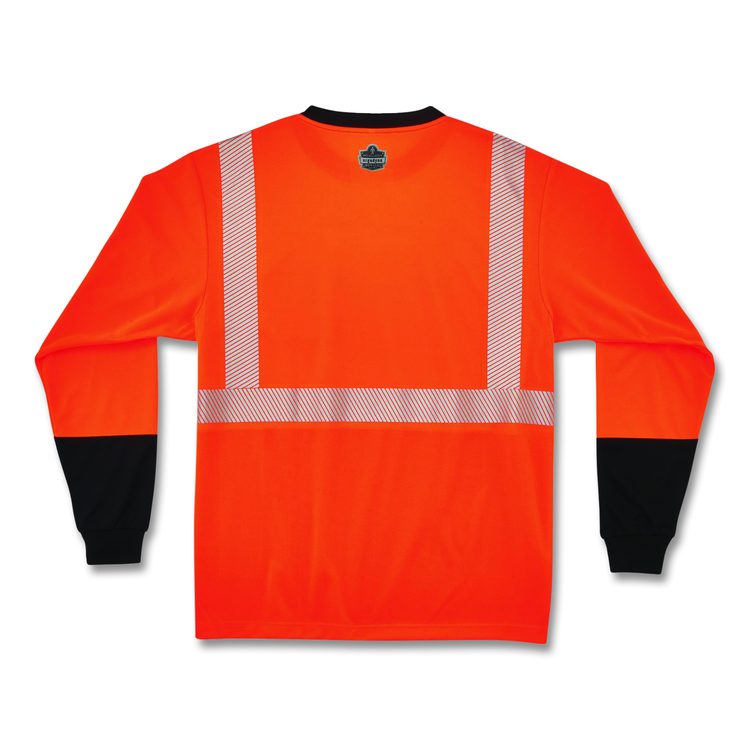 GloWear 8281BK Class 2 Long Sleeve Shirt with Black Bottom, 10X-Large Long, Orange