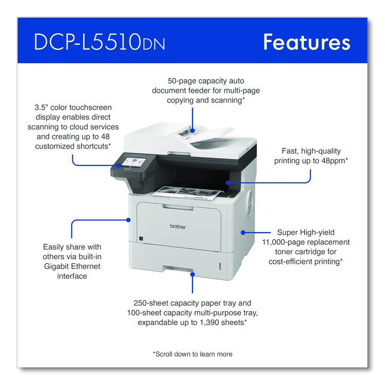 DCP-L5510DN Business Laser AIO Printer, Copy, Print, Scan