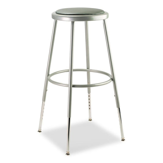 6400 Series Height Adjustable Heavy Duty Vinyl Padded Steel Stool, Supports 500 lb, 25" to 33" Seat Height, Gray Seat/Base
