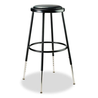 6400 Series Height Adjustable Heavy Duty Vinyl Padded Steel Stool, Supports 500 lb, 25" to 33" Seat Height, Black Seat/Base