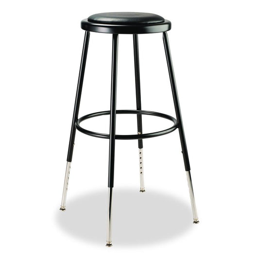 6400 Series Height Adjustable Heavy Duty Vinyl Padded Steel Stool, Supports 500 lb, 25" to 33" Seat Height, Black Seat/Base