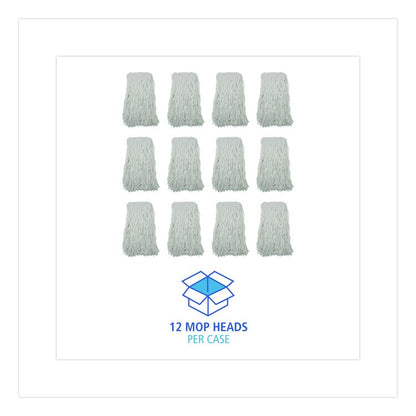Cut-End Wet Mop Heads, Rayon, White, 12/Carton