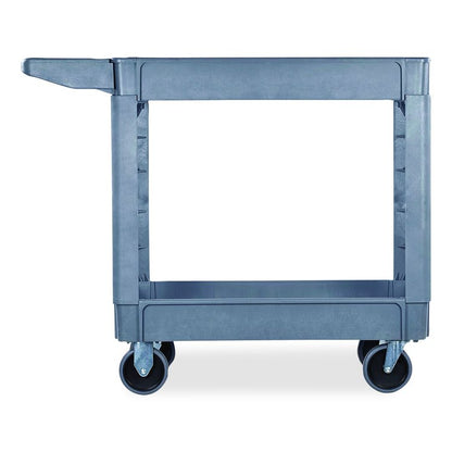 Two-Shelf Utility Cart, Plastic, 2 Shelves, 500 lb Capacity, 17.25" x 40" x 33.5", Gray