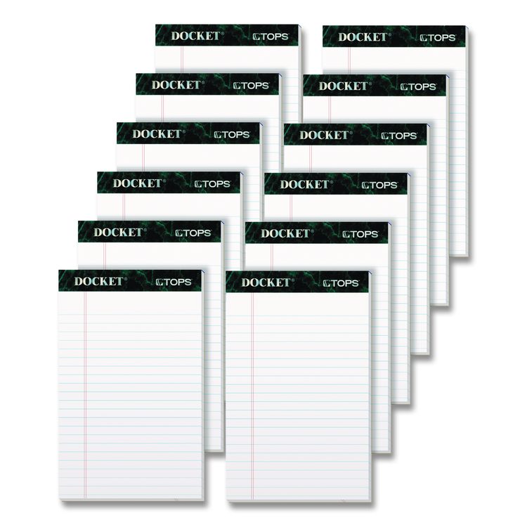 Docket Ruled Perforated Pads, Narrow Rule, (50) White 5 x 8 Sheets, 12/Pack