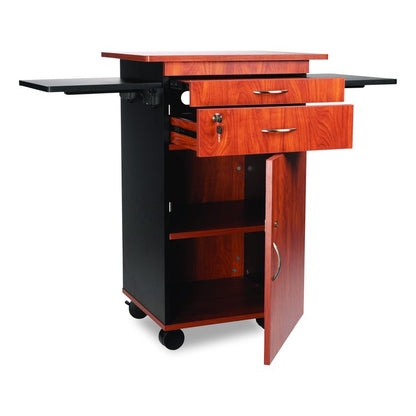 Multimedia Presentation Cart, 25 x 19 x 38, Cherry/Black